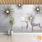 3D white deer with sunburst decorations [WP-FVF-391]