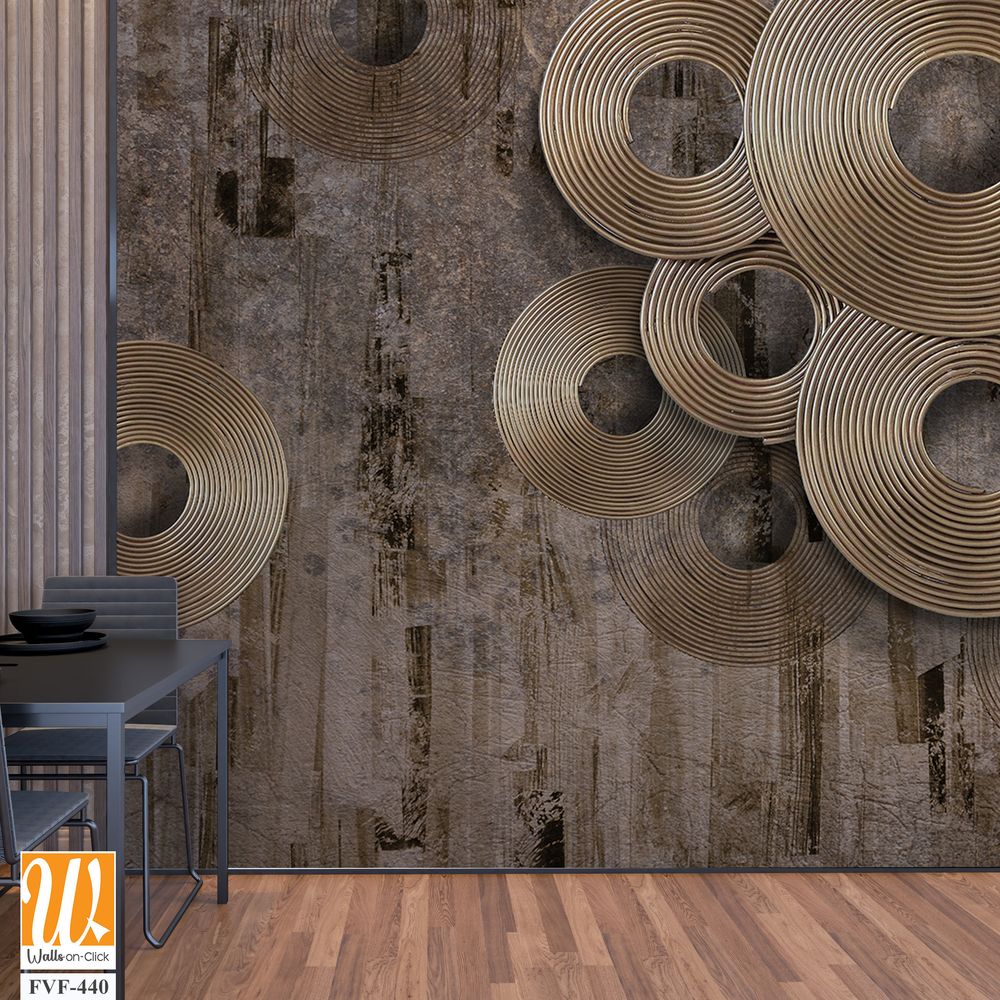 Modern mural of bronze circles on a grunge background [WP-FVF-440]