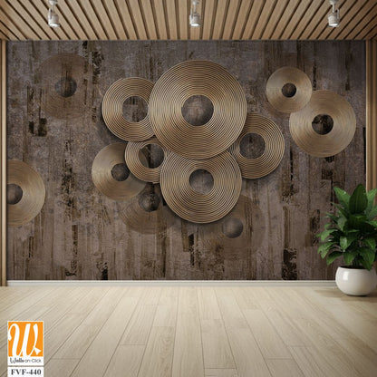 Modern mural of bronze circles on a grunge background [WP-FVF-440]