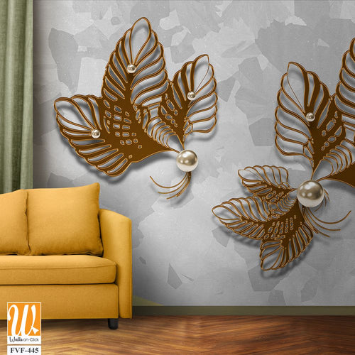 Abstract 3D leaves with pearls [WP-FVF-445]