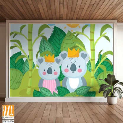 Cute cartoon koala couple wearing crowns [WP-FVG-070]