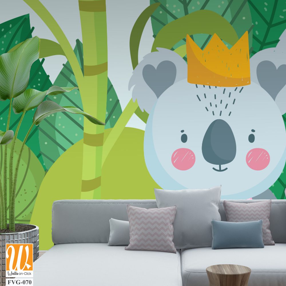 Cute cartoon koala couple wearing crowns [WP-FVG-070]