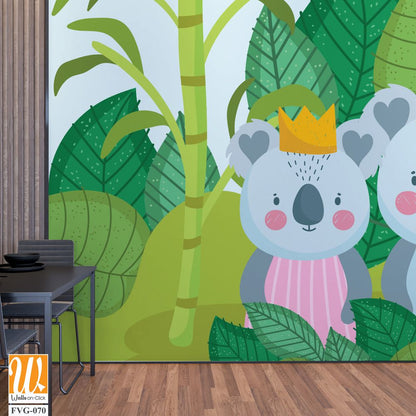 Cute cartoon koala couple wearing crowns [WP-FVG-070]