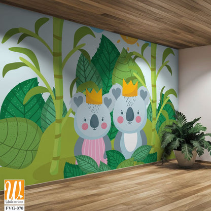 Cute cartoon koala couple wearing crowns [WP-FVG-070]