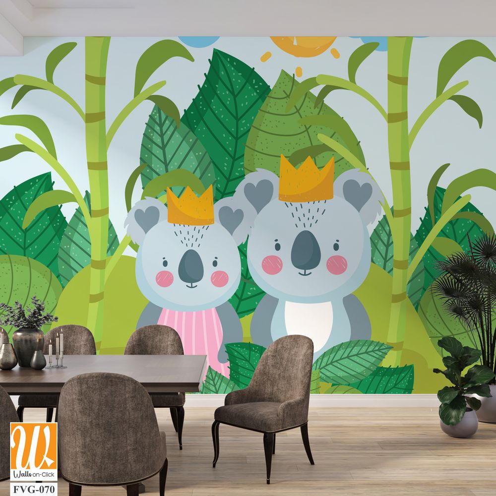 Cute cartoon koala couple wearing crowns [WP-FVG-070]