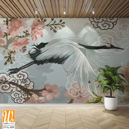 Beautiful white crane in flight [WP-FVG-099]