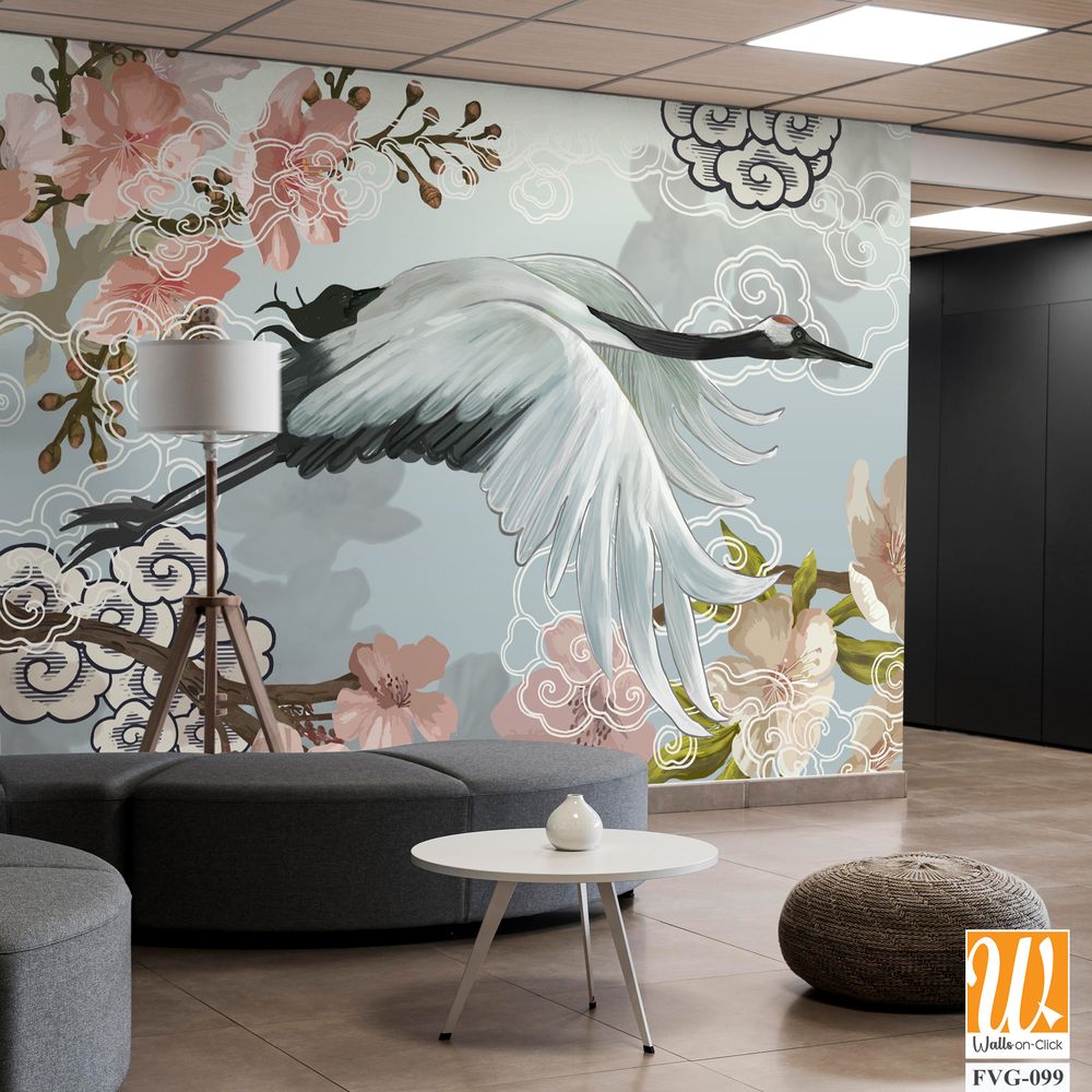 Beautiful white crane in flight [WP-FVG-099]