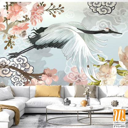 Beautiful white crane in flight [WP-FVG-099]