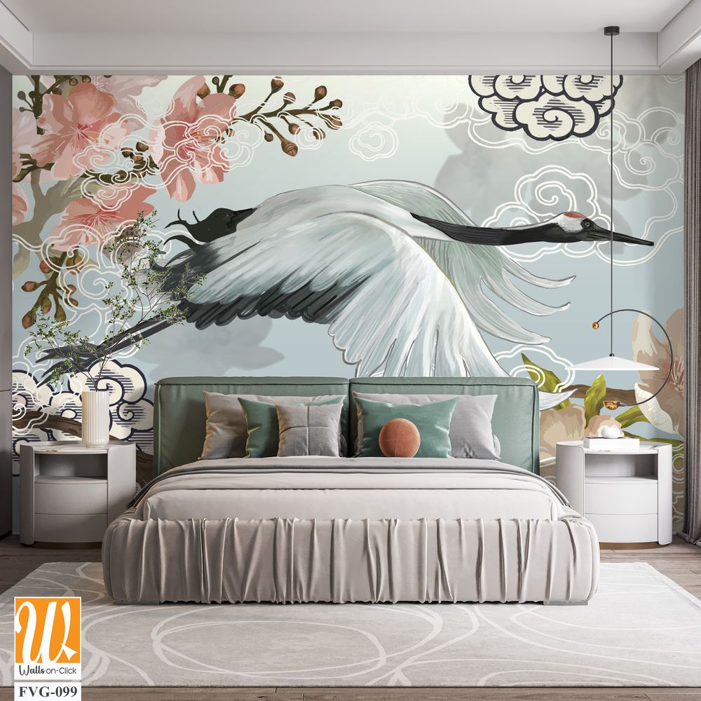 Beautiful white crane in flight [WP-FVG-099]