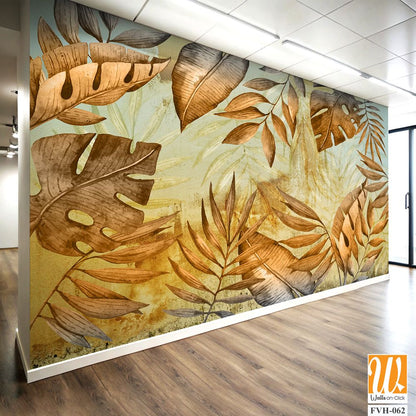 Hand painted tropical leaves in earth tones [WP-FVH-062]