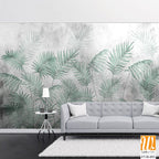 Watercolor palm leaves on a grey background [WP-FVH-093]