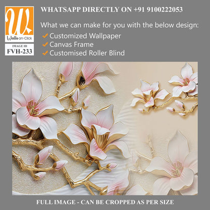 3D textured wallpaper with magnolia flowers and branches [WP-FVH-233]