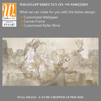 Wall mural, wallpaper, in the style of loft, classic, baroque, modern, rococo. Wall mural with graphic birds and patterns on concrete grunge background. Light, delicate photo wallpaper design. [WP-FVI-187]