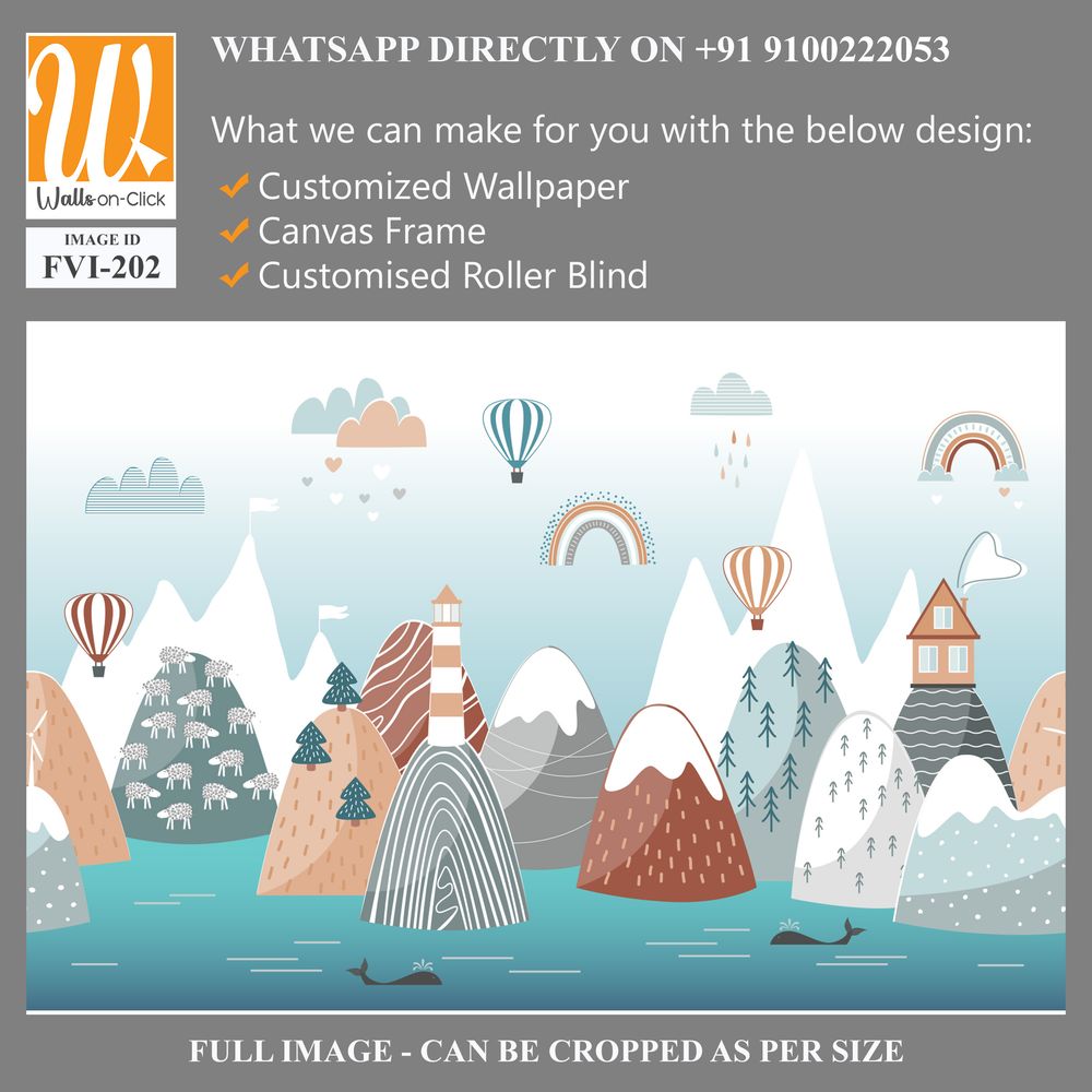 Scandinavian-style illustration of nature and air balloons [WP-FVI-202]