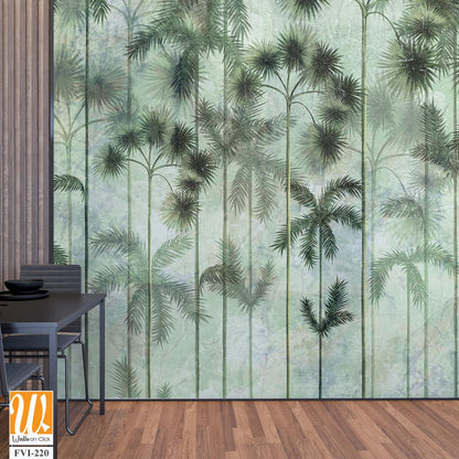 Tall tropical trees in the interior of any room, wall mural painted art [WP-FVI-220]