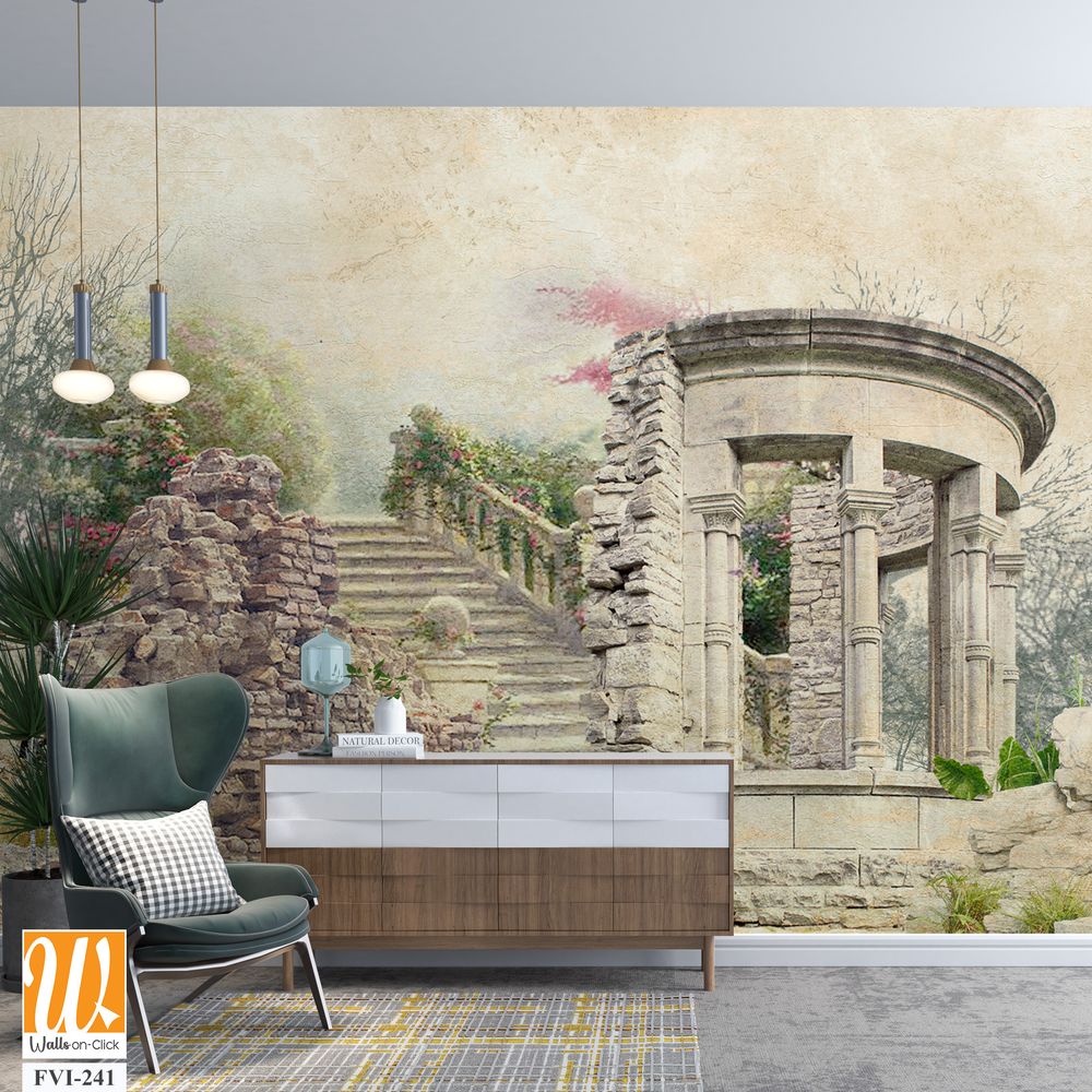Architectural columns, stairs, stones ruins, old architecture and nature [WP-FVI-241]