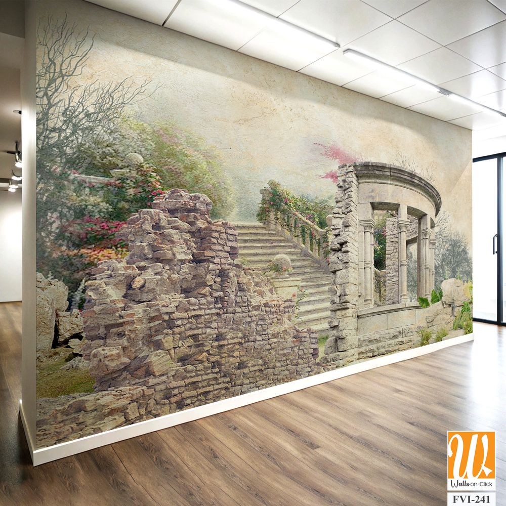 Architectural columns, stairs, stones ruins, old architecture and nature [WP-FVI-241]