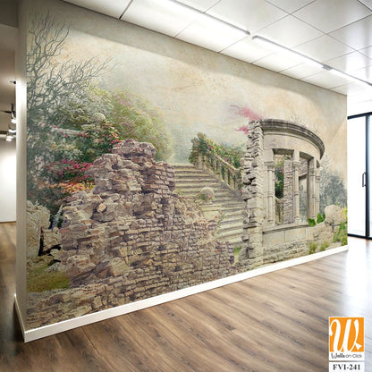 Architectural columns, stairs, stones ruins, old architecture and nature [WP-FVI-241]