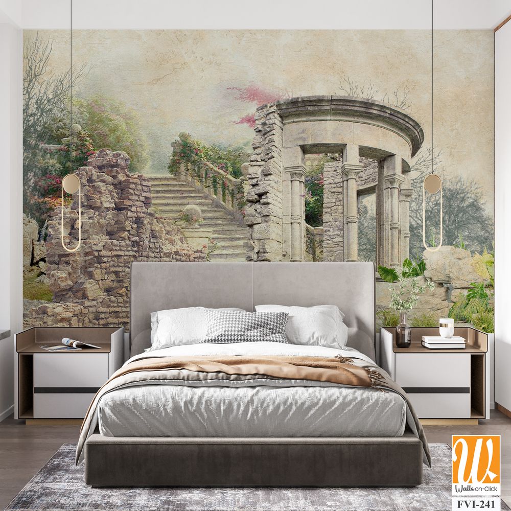 Architectural columns, stairs, stones ruins, old architecture and nature [WP-FVI-241]