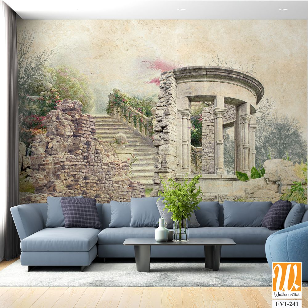 Architectural columns, stairs, stones ruins, old architecture and nature [WP-FVI-241]