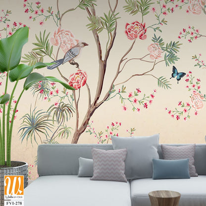 Hand-painted chinoiserie wallpaper [WP-FVI-278]