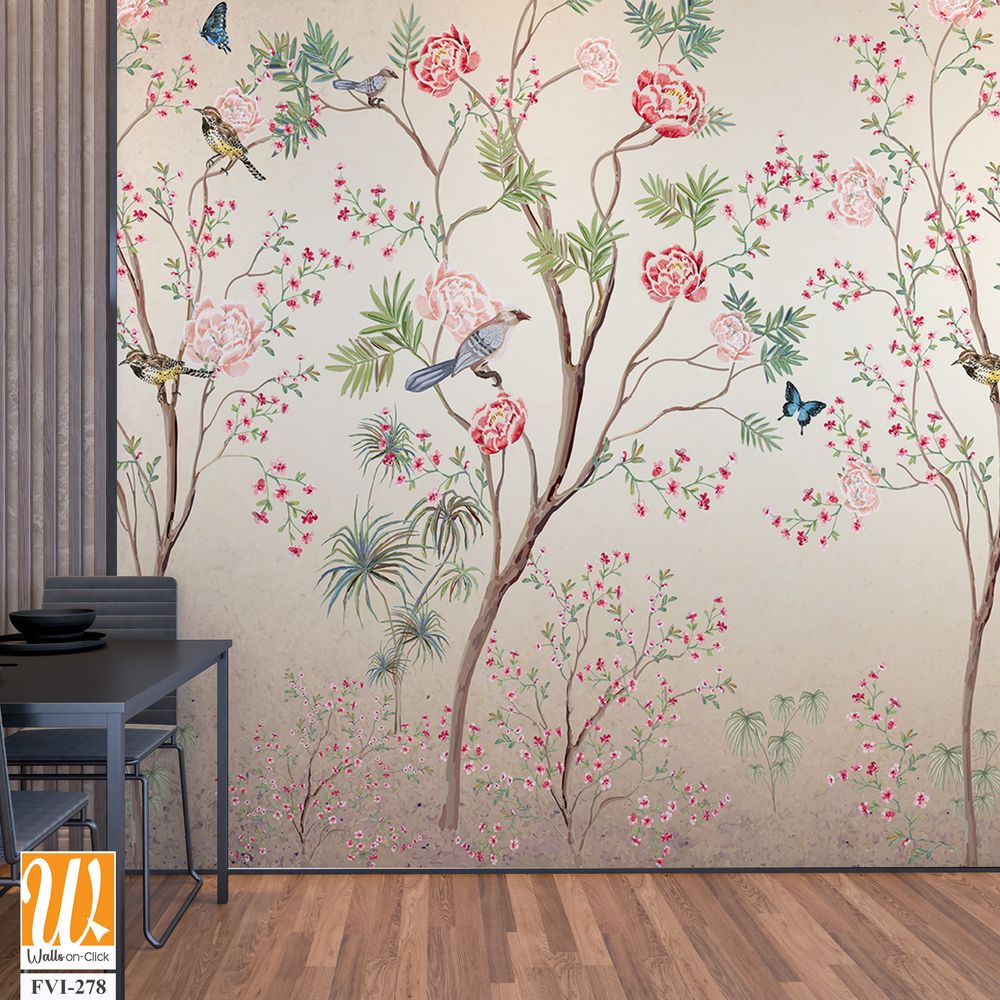 Hand-painted chinoiserie wallpaper [WP-FVI-278]