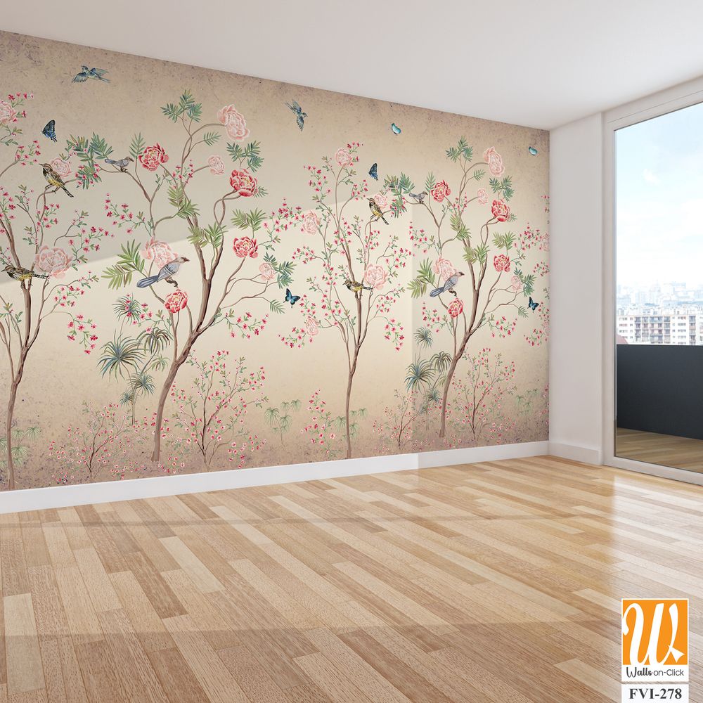 Hand-painted chinoiserie wallpaper [WP-FVI-278]