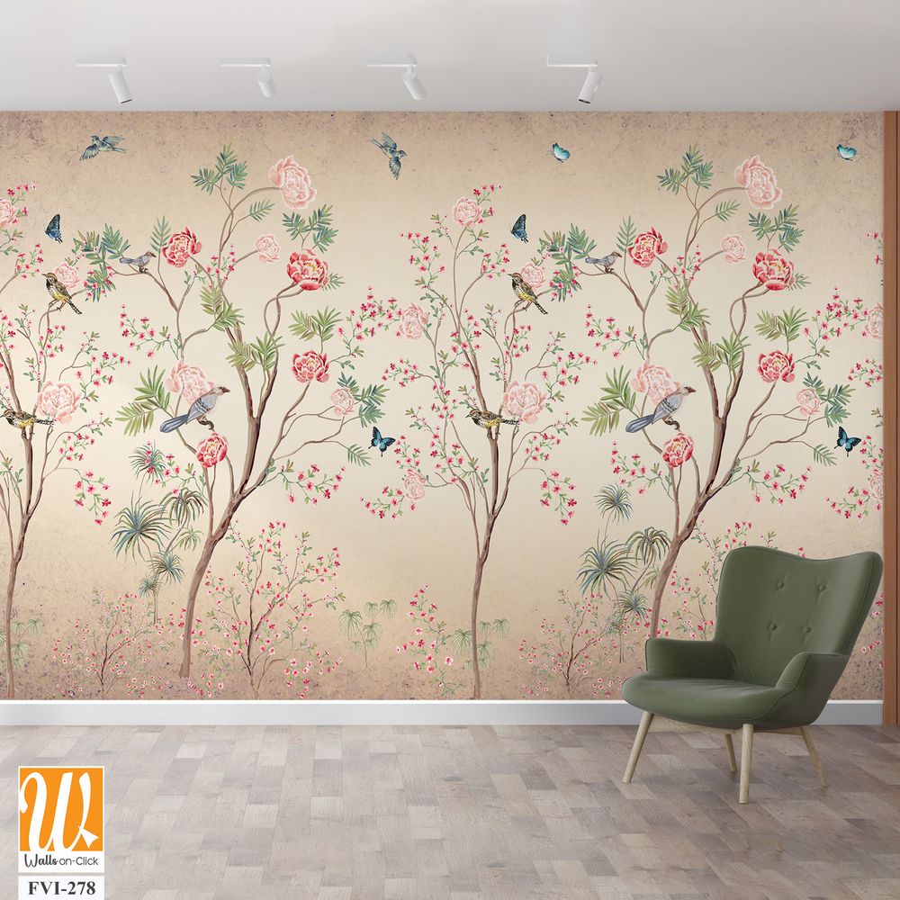 Hand-painted chinoiserie wallpaper [WP-FVI-278]