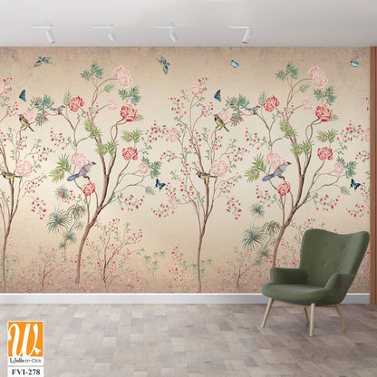 Hand-painted chinoiserie wallpaper [WP-FVI-278]