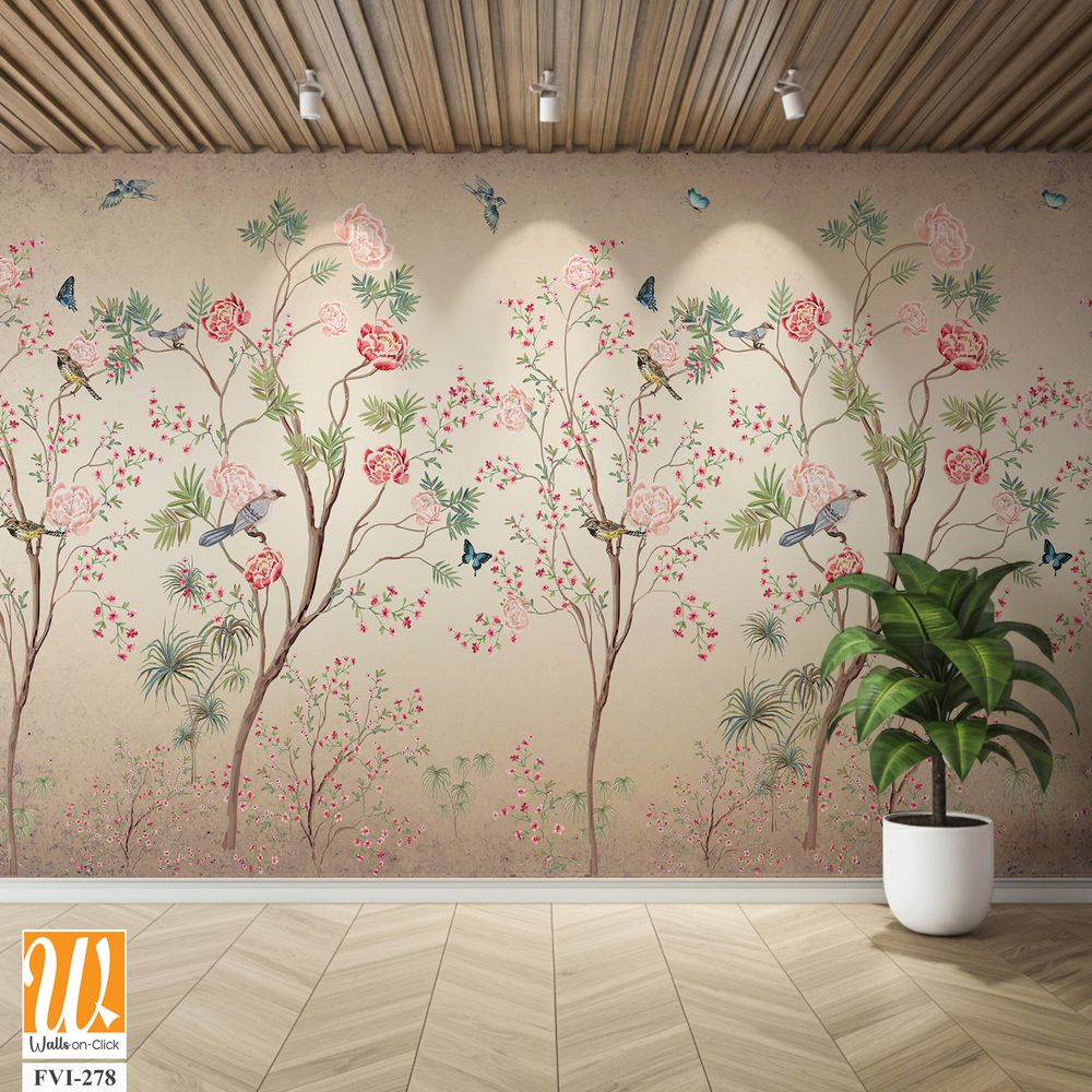 Hand-painted chinoiserie wallpaper [WP-FVI-278]