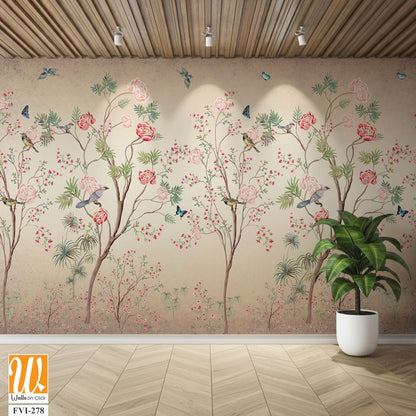 Hand-painted chinoiserie wallpaper [WP-FVI-278]