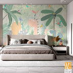 Cute baby dinosaur surrounded by jungle plants [WP-FVI-297]