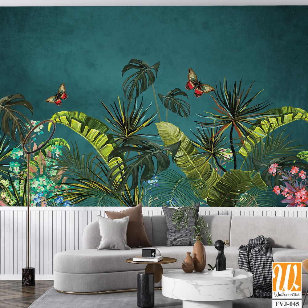 Art deco-inspired tropical wallpaper design [WP-FVJ-045]