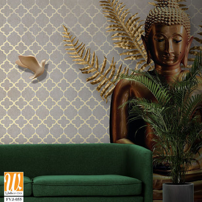 Buddha, with fern leaves and doves [WP-FVJ-055]