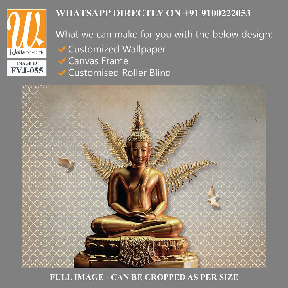 Buddha, with fern leaves and doves [WP-FVJ-055]