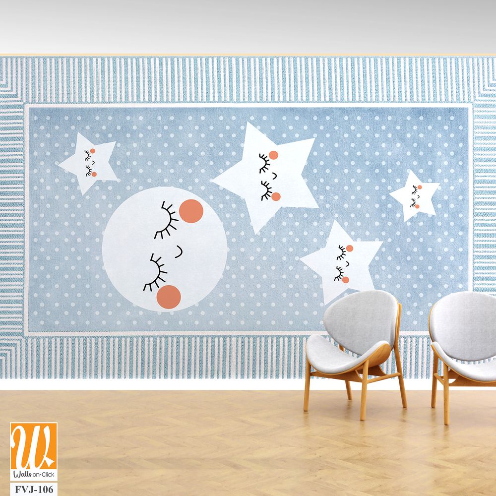 Cute children's rug design with stars [WP-FVJ-106]