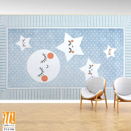 Cute children's rug design with stars [WP-FVJ-106]