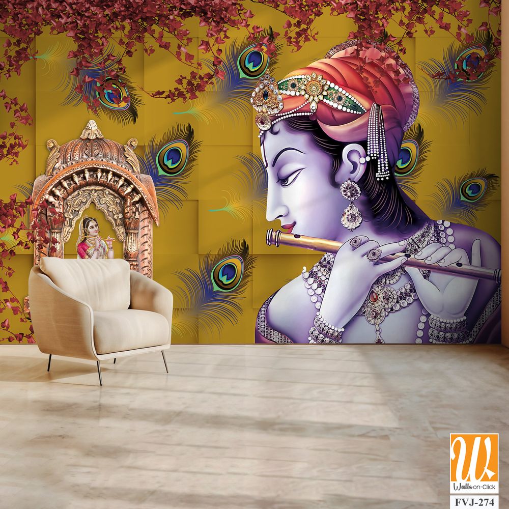 Lord Krishna playing the flute for Goddess Radha [WP-FVJ-274]