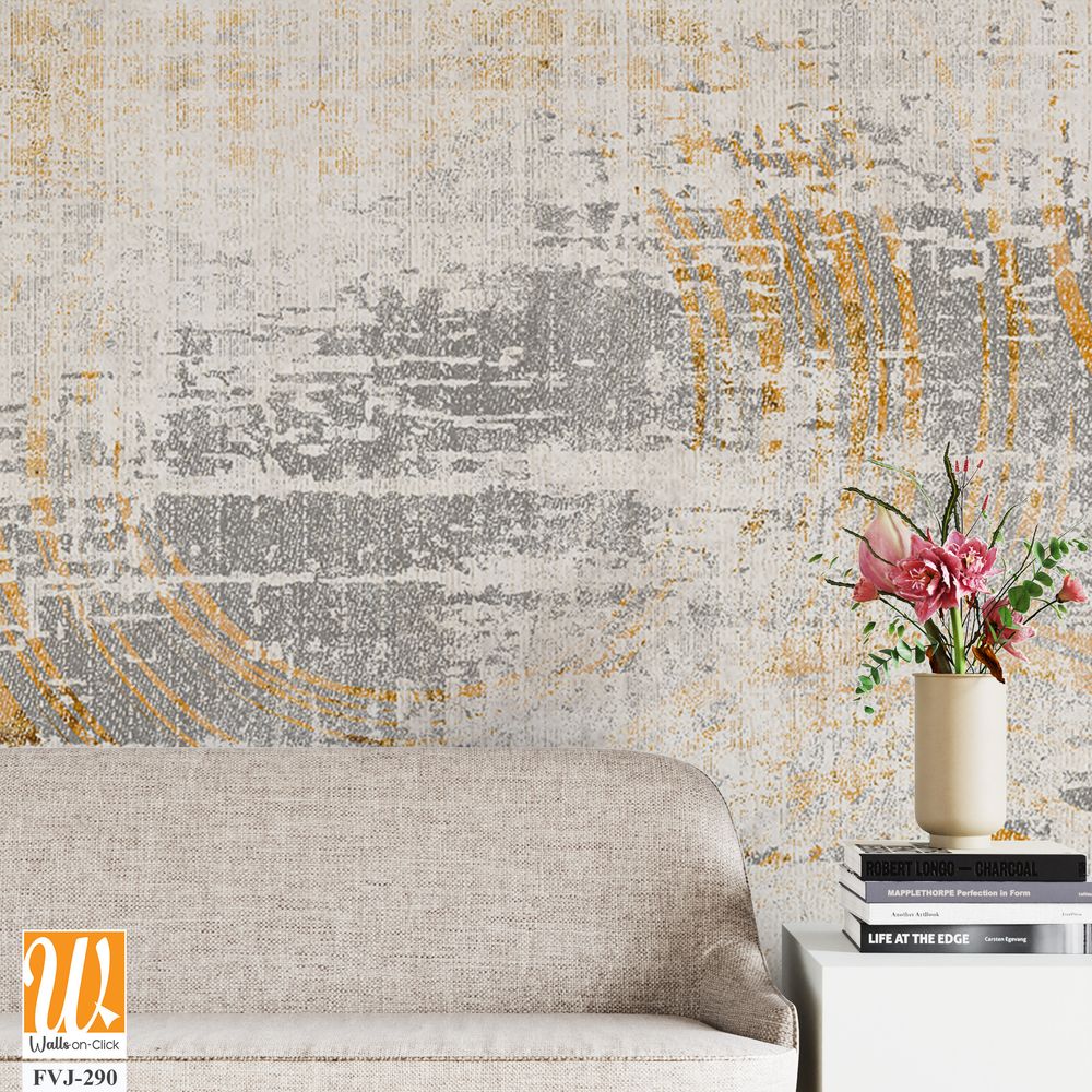 Abstract design in grey and gold, with distressed texture [WP-FVJ-290]