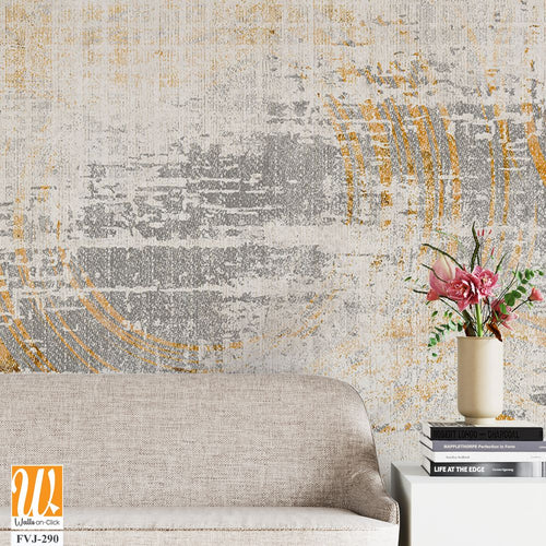 Abstract design in grey and gold, with distressed texture [WP-FVJ-290]