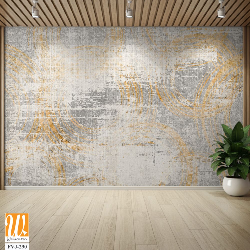 Abstract design in grey and gold, with distressed texture [WP-FVJ-290]