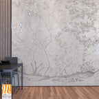 Graphic illustration of a peacocks and trees. Design for interior project, wallpaper, photo wallpaper, mural, poster, home decor, card, packaging! [WP-FVL-333]