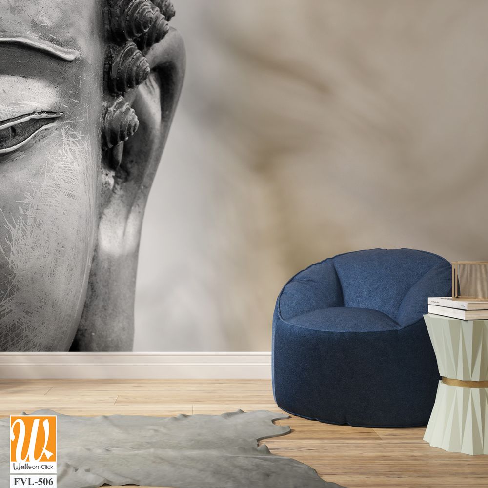 Buddha statue face in black and white [WP-FVL-506]
