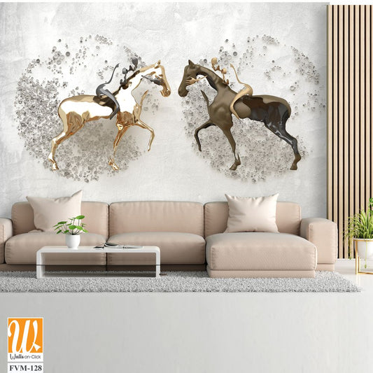 3D rendering of a horse and deer battle [WP-FVM-128]