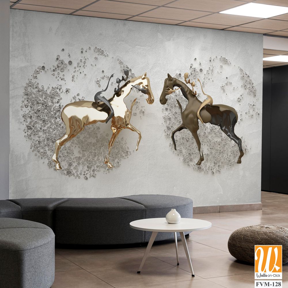 3D rendering of a horse and deer battle [WP-FVM-128]