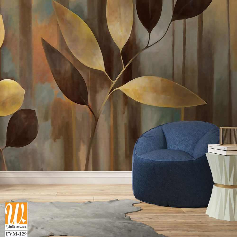Botanical Art, leaves and flowers in golden brown tones [WP-FVM-129]