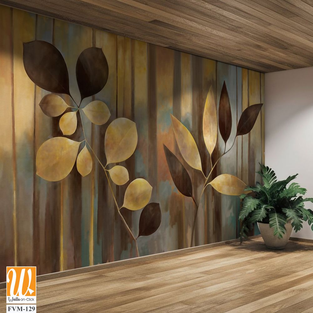 Botanical Art, leaves and flowers in golden brown tones [WP-FVM-129]