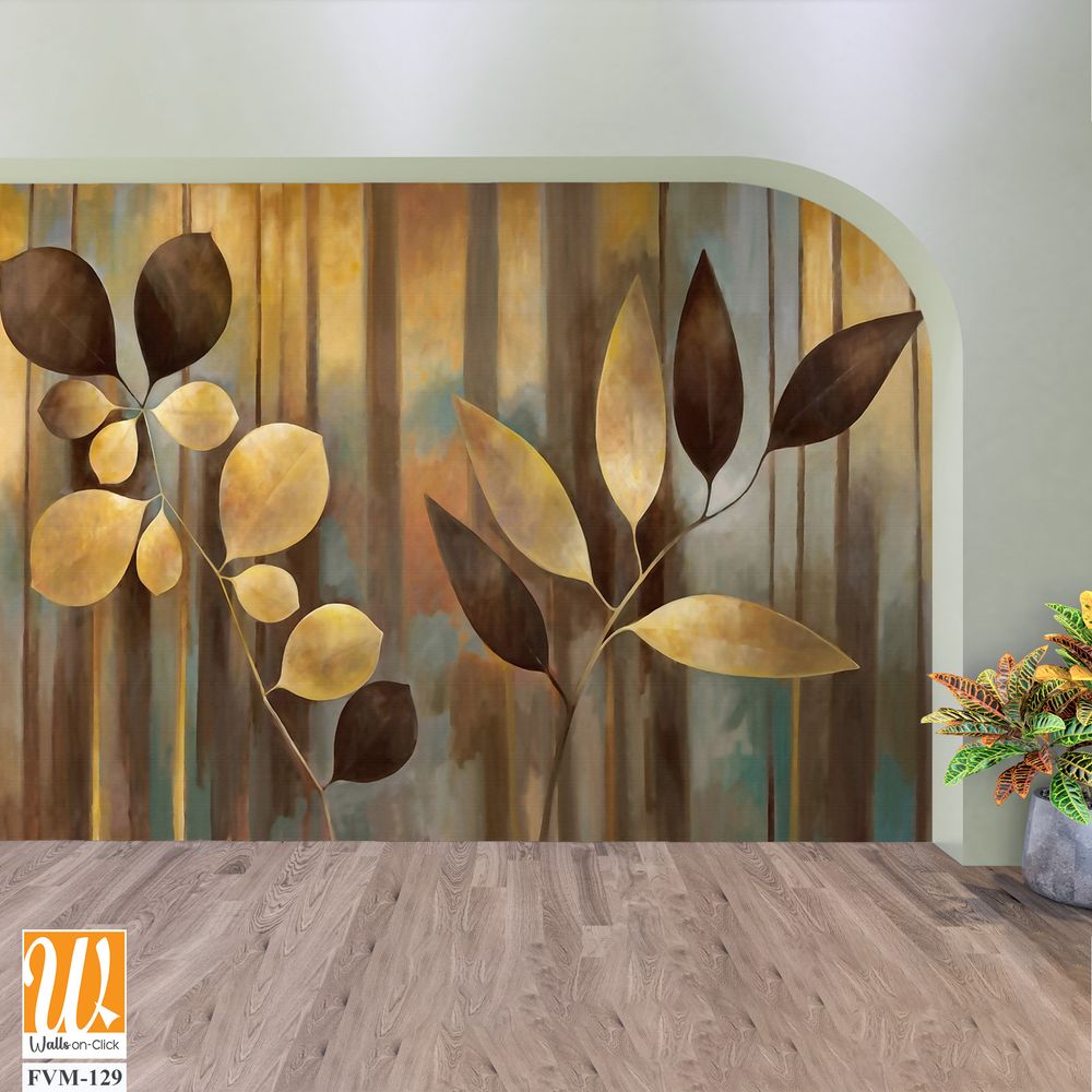 Botanical Art, leaves and flowers in golden brown tones [WP-FVM-129]