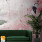 Watercolor painting of pink flamingos in the jungle [WP-FVM-139]