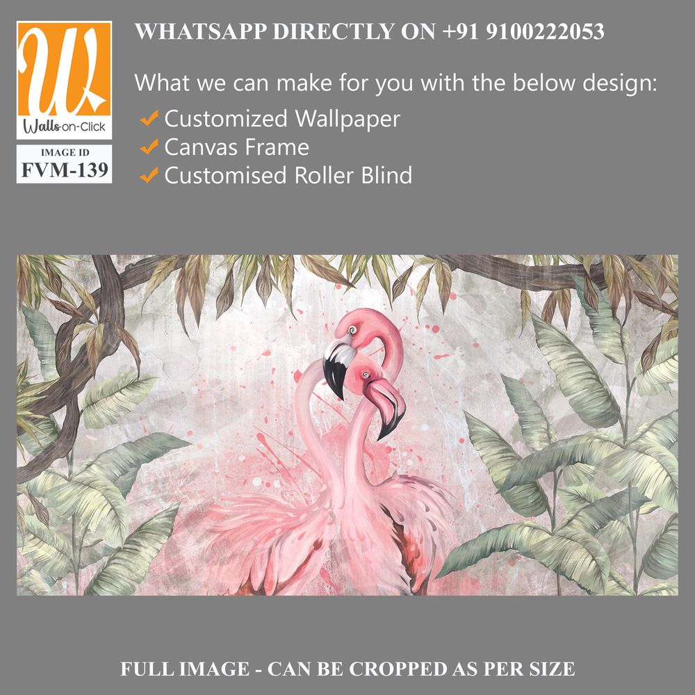 Watercolor painting of pink flamingos in the jungle [WP-FVM-139]